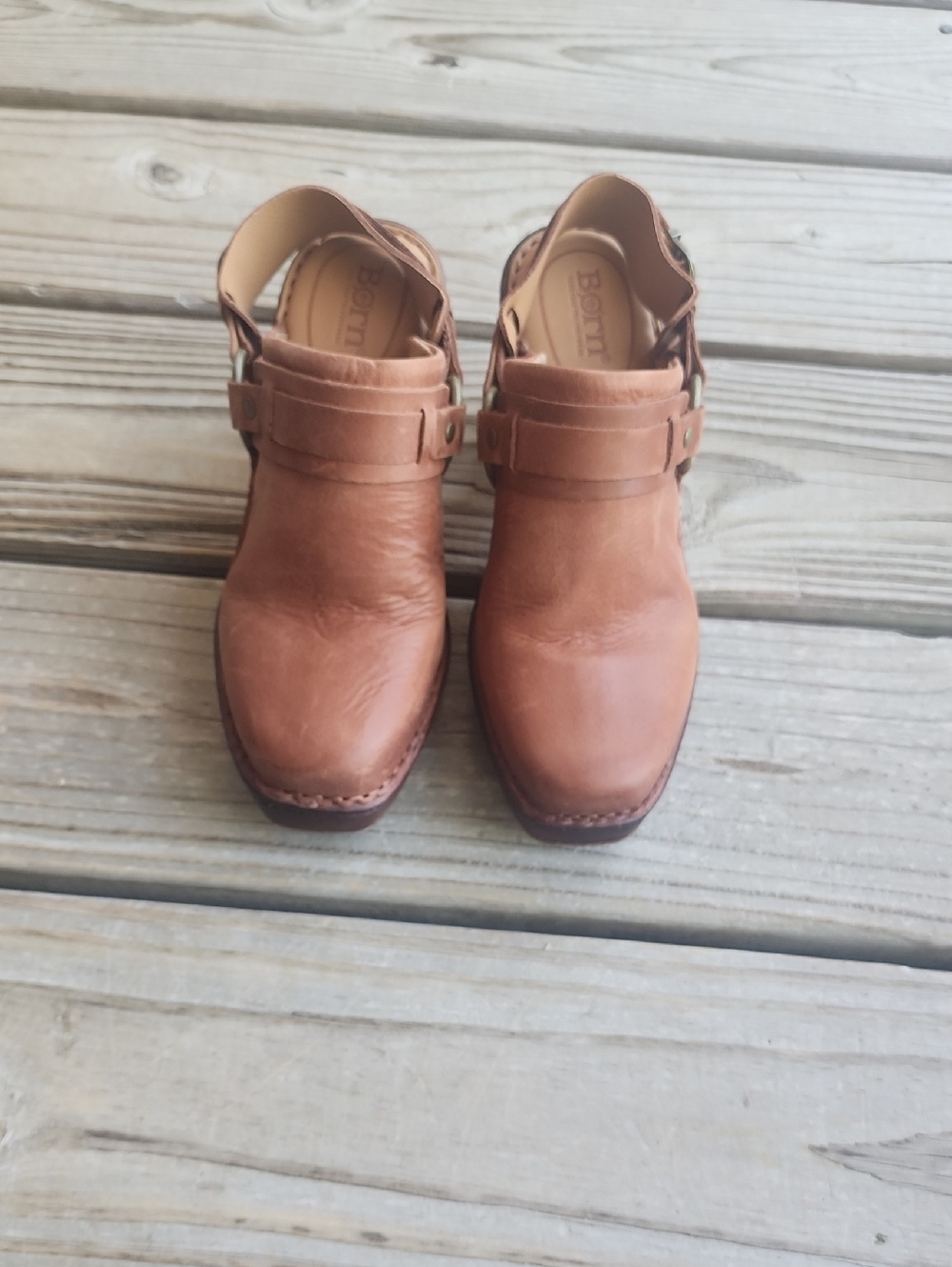 Born Tan Leather Slingback Clog Mules - Picture 7 of 7